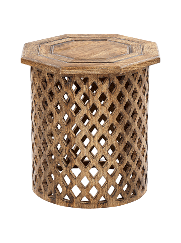 Beliani Beistelltisch KHANPUR in Dunkler Holzfarbton - (W) 42 x (H) 46 x (L) 42 cm