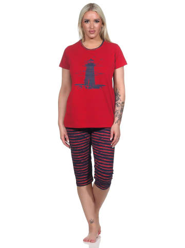 NORMANN Capri Schlafanzug Pyjama Leuchtturm in rot