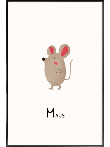 Juniqe Poster in Kunststoffrahmen "Maus" in Grau