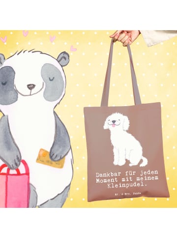 Mr. & Mrs. Panda Tragetasche Kleinpudel Moment mit Spruch in Braun Pastell