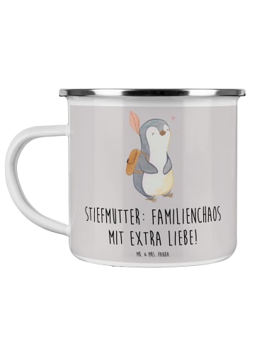 Mr. & Mrs. Panda Kaffeetasse Stiefmutter Liebe mit Spruch in Grau Pastell