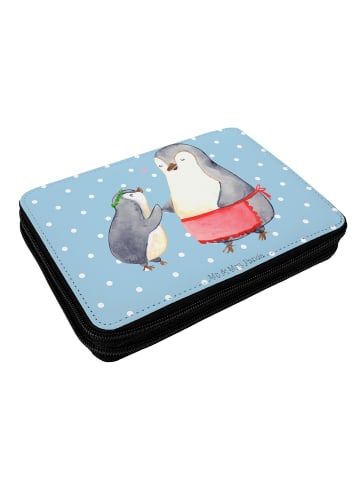 Mr. & Mrs. Panda Menschrmäppchen Pinguin mit Kind ohne Spruch in Blau Pastell