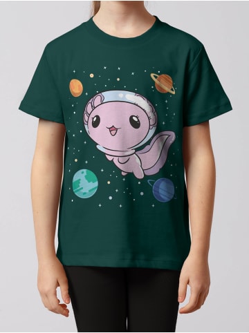 wat? Apparel T-Shirt Axolotl in space in Dunkelgrün