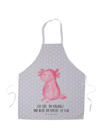 Mr. & Mrs. Panda Schürze Axolotl Niedlich mit Spruch in Grau Pastell