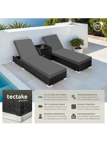 tectake Rattan Sonnenliegen, inklusive 2 Bezugssets und Schutzhülle