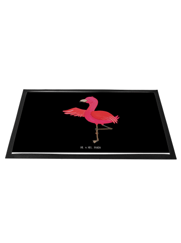 Mr. & Mrs. Panda Fußmatte Flamingo Yoga ohne Spruch in Schwarz