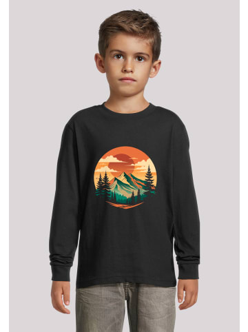 F4NT4STIC Longsleeve Shirt Sonnenuntergang Berglandschaft in schwarz