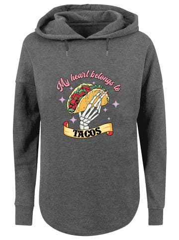 F4NT4STIC Oversized Hoodie Anti Valentinstag My Herz belongs to tacos in charcoal