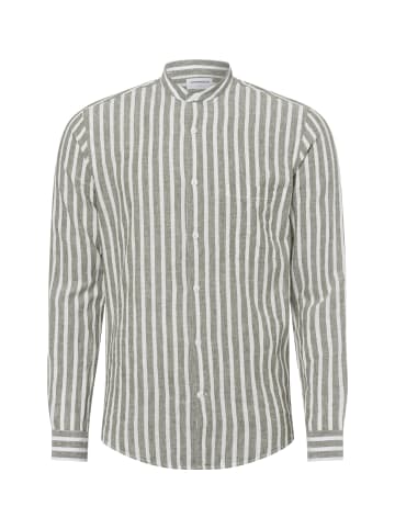 Lindbergh Freizeithemd mit Leinen-Anteil in khaki weiß - 0001