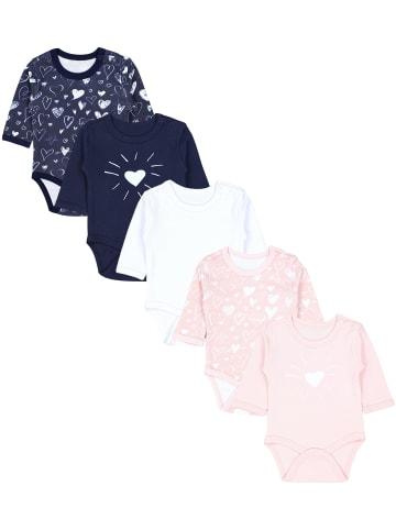 TupTam Mädchen Baby Body Langarm Unifarben 5er Pack in rosa/blau