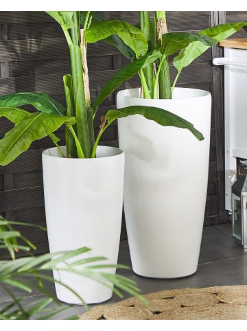 Beliani Outdoor Blumentopf TSERIA in Weiß - (W) 40 x (H) 75 x (L) 40 cm