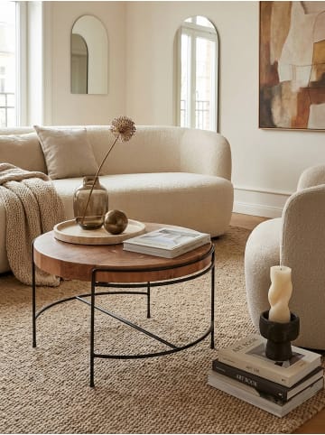 KADIMA DESIGN Industrial-Stil Couchtisch aus Akazienholz, 62x40x62 cm, Metallgestell