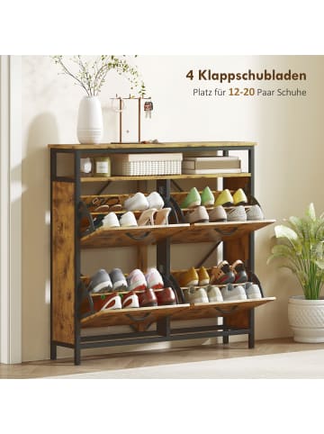 HOMCOM Schuhschrank-98L x 24B x 95H cm-Rustikal-Braun