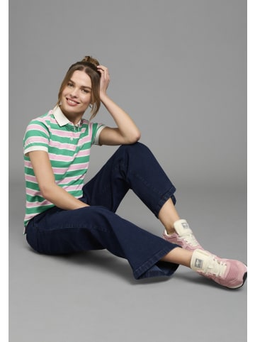 Kangaroos Poloshirt in rosa-grün-gestreift