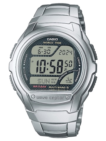 Casio Collection Digital Herren-Funkuhr mit Stahlband Silber