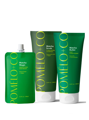 POMELO+CO. Shampoo, Conditioner und Haarmaske Matcha Trio in green