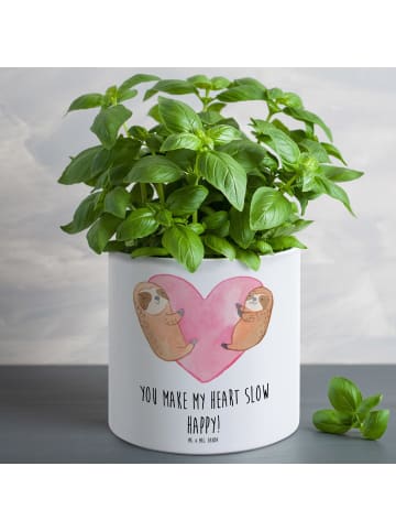 Mr. & Mrs. Panda XL Blumentopf Faultiere Herz mit Spruch in Weiß