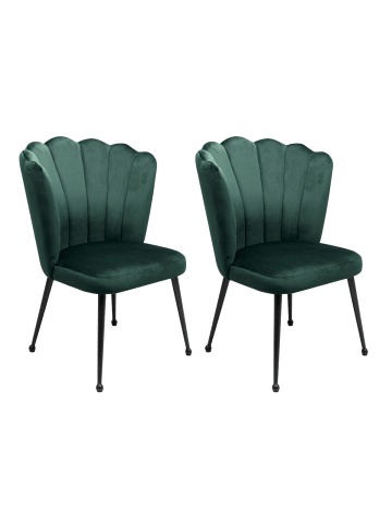 CALICOSY 2er-Set Stuhl QUINN in Grün - (W)55 x (H)95 x (L)50 cm