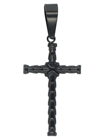 Adeliás Unisex Anhänger – Kreuz Kreuzanhänger aus Edelstahl in schwarz