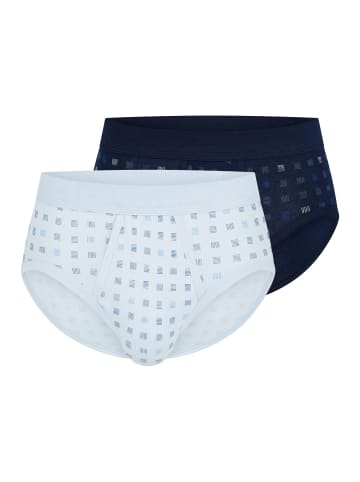 Schiesser Sportslip / Unterhose Cotton Essentials Feinripp in Dunkelblau / Hellblau