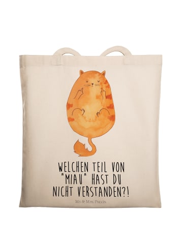 Mr. & Mrs. Panda studententasche Katze Mittelfinger mit Spruch in Creme