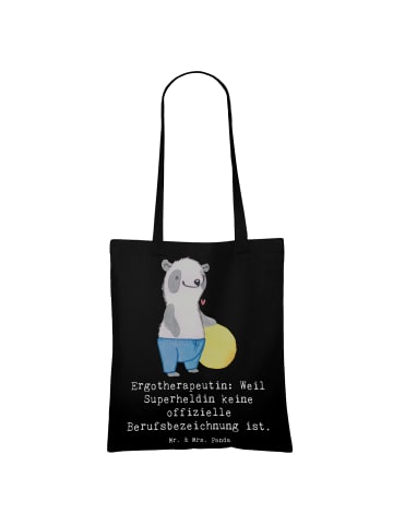 Mr. & Mrs. Panda Uni Tasche Ergotherapeutin Superheldin mit Spruch in Schwarz