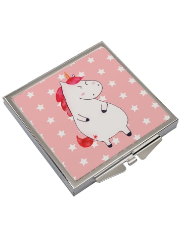 Mr. & Mrs. Panda Handtaschenspiegel quadratisch Einhorn Wut ohne... in Rot Pastell
