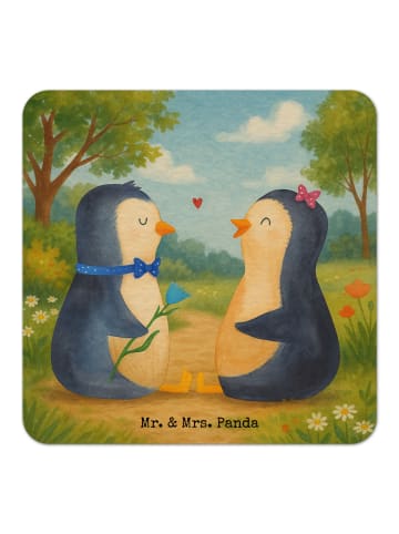 Mr. & Mrs. Panda Untersetzer Pinguin Pärchen Design ohne Spruch in Weiß
