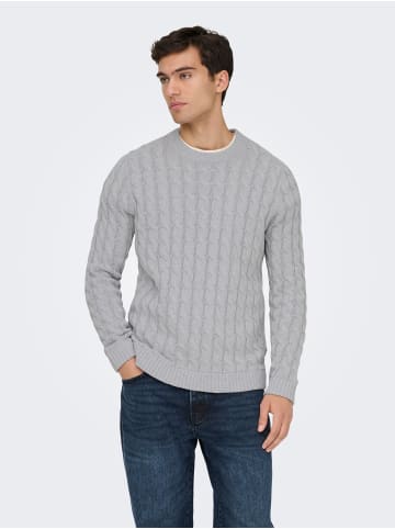 ONLY & SONS Strickpullover in Light Grey Melange