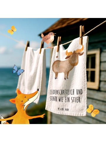 Mr. & Mrs. Panda Gästehandtücher Sternzeichen Stier mit Spruch in Weiß