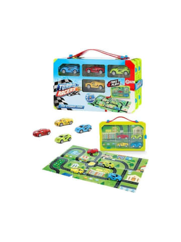 Toi-Toys Turbo Racers Sammelkoffer mit 4 Rallye Autos in mehrfarbig