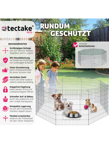 tectake Freilaufgehege  Fluffy Ø 204 x 93 cm , silber