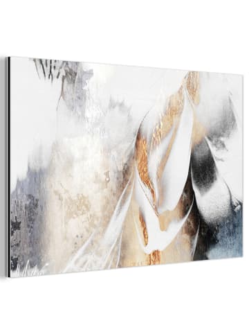 OnlyWow Metallbild Abstrakte Kunst weiß gold