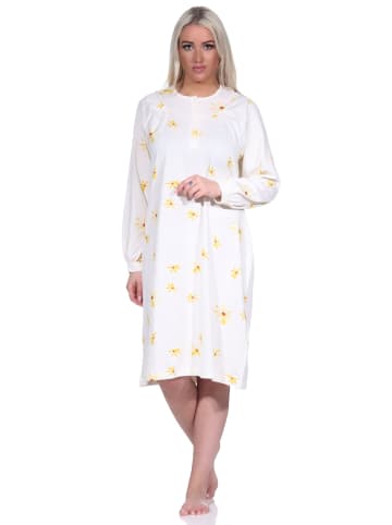 NORMANN Nachthemd langarm und Knopfleiste am Hals - 76067 in vanille