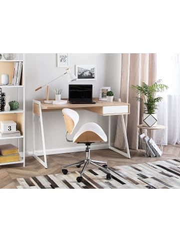 Beliani Schreibtisch QUITO in Weiß/Braun - (W) 120 x (H) 82 x (L) 60 cm