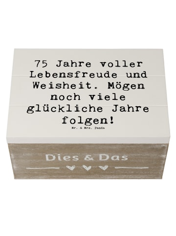 Mr. & Mrs. Panda Holzbox Spruch 75. Geburtstag Lebensfreude mit ... in Weiß