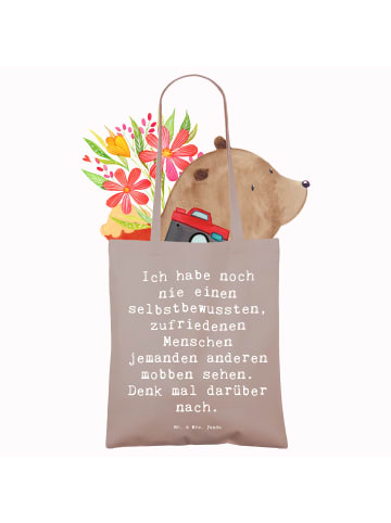 Mr. & Mrs. Panda Shopping Tasche Spruch Mobbing bewältigen mit S... in Braun Pastell