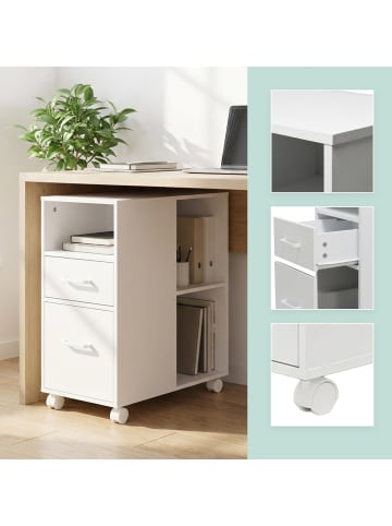 relaxdays Rollcontainer in Weiß - (B)30 x (H)65 x (T)60 cm