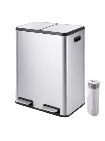 relaxdays Mülleimer in Silber - 2x 30 l