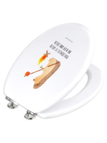 Mr. & Mrs. Panda Toilettendeckel Igel Grillen mit Spruch in Weiß