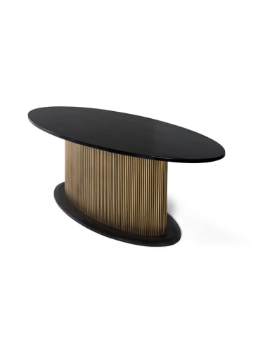 Giner y Colomer Esstisch mit Mangoholzplatte und goldenem Fuß 220 cm in Bronze