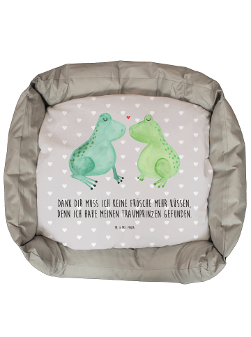 Mr. & Mrs. Panda Katzenbett Frosch Liebe mit Spruch in Grau Pastell