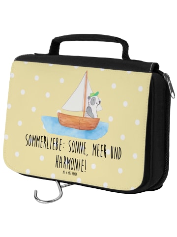 Mr. & Mrs. Panda Kulturbeutel Sommerliebe mit Spruch in Gelb Pastell