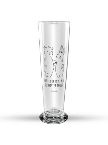 Mr. & Mrs. Panda Bierglas Bär und Hase Umarmen mit Spruch in Transparent