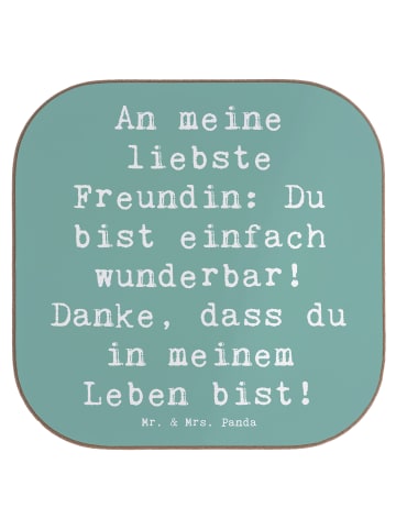 Mr. & Mrs. Panda Coaster Spruch Liebste Freundin mit Spruch in Meeresbrise