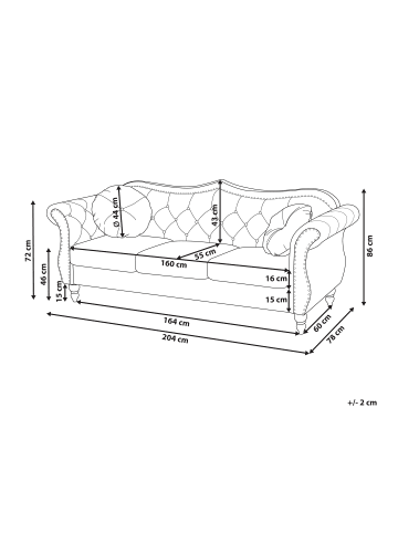 Beliani 3-tlg 3-Sitzer Sofa SKIEN in Beige/Schwarz