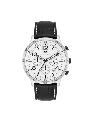 Rhodenwald & Söhne Chronograph Flight Captain Echtleder in schwarz