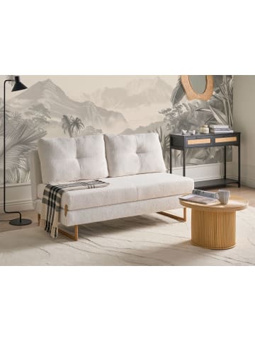 Beliani Schlafsofa JERSLEV in Weiß/Braun - (W) 150 x (H) 87 x (L) 84 cm