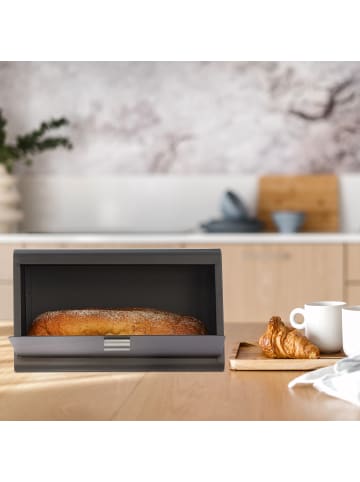 relaxdays Brotkasten in Schwarz - (B)34,5 x (H)20,5 x (T)23,5 cm