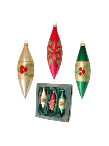 Krebs Glas Lauscha 3er-Set: Baumschmuck-Glasornament in Bunt